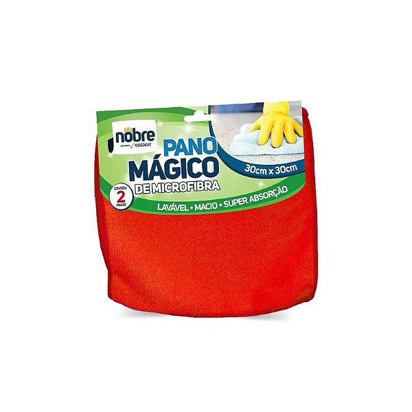PANO DE MICROFIBRA 30x30 CM COM 02 UNIDADES VERMELHO - NOBRE