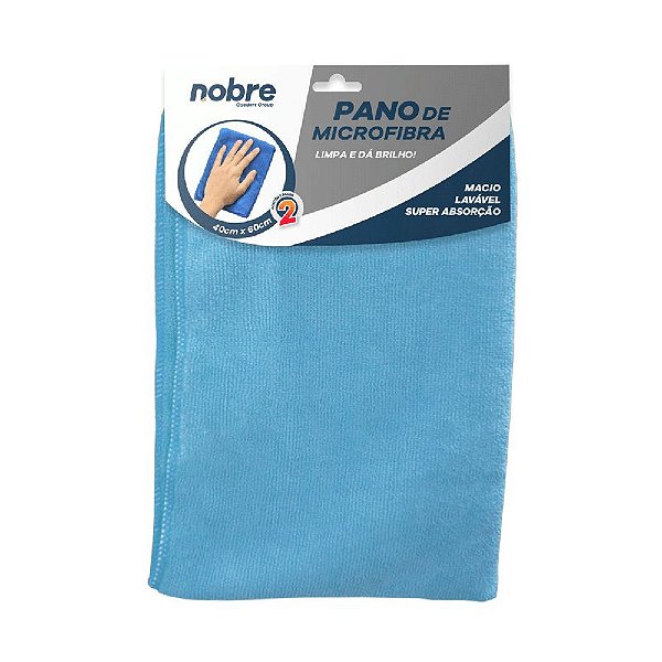 PANO DE MICROFIBRA 40X60 CM COM 02 UNIDADES AZUL - NOBRE