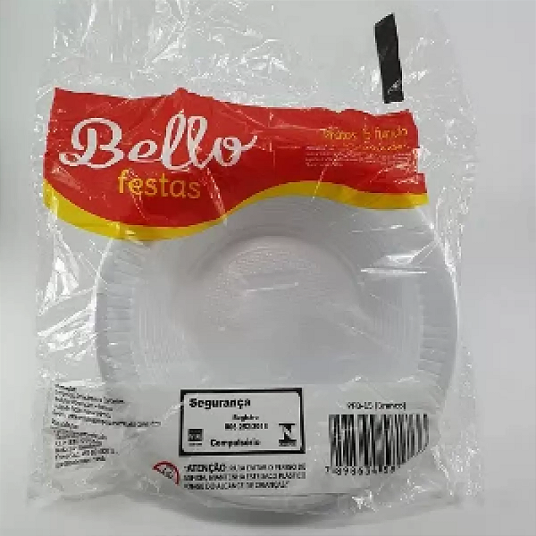 PRATO DESCARTÁVEL BELLO COPO BRANCO 15CM COM 10 UNIDADES