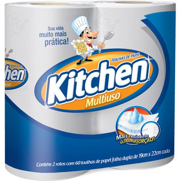 PAPEL TOALHA KITCHEN COM 02 ROLOS X 60 FOLHAS