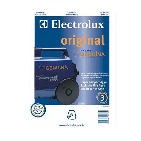 SACO DESCARTAVEL ASPIRADOR ELECTROLUX A330 C/ 3 U
