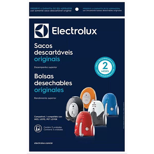 SACO DESCARTAVEL ASPIRADOR ELECTROLUX NEO C/ 03 UN