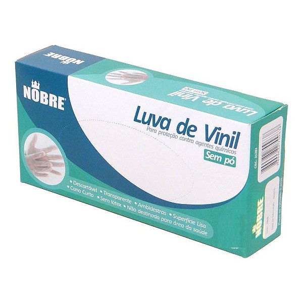 LUVA VINIL SEM PÓ NOBRE GRANDE COM 100 UNIDADES
