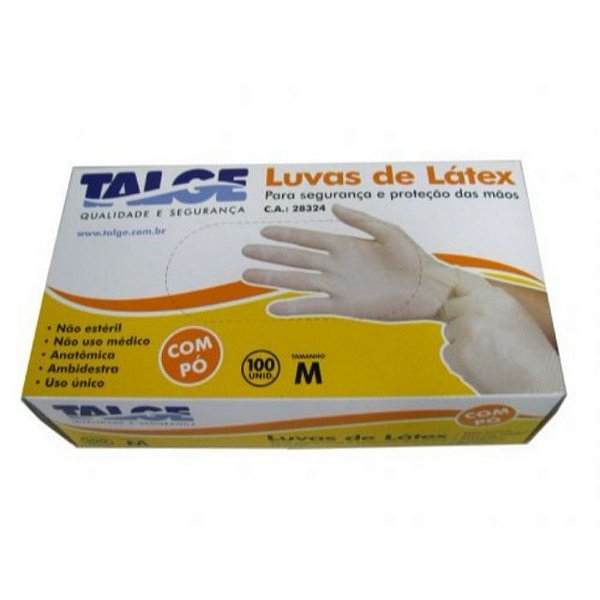 TALGE LUVA LATEX COM PO MEDIA COM 100 UNIDADES