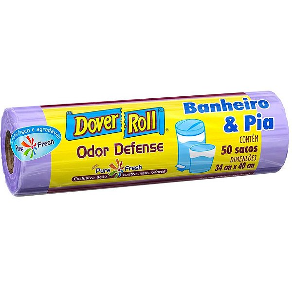 SACO LIXO DOVER ROLL BANHEIRO & PIA ODOR DEFENS. C/ 50 SACOS