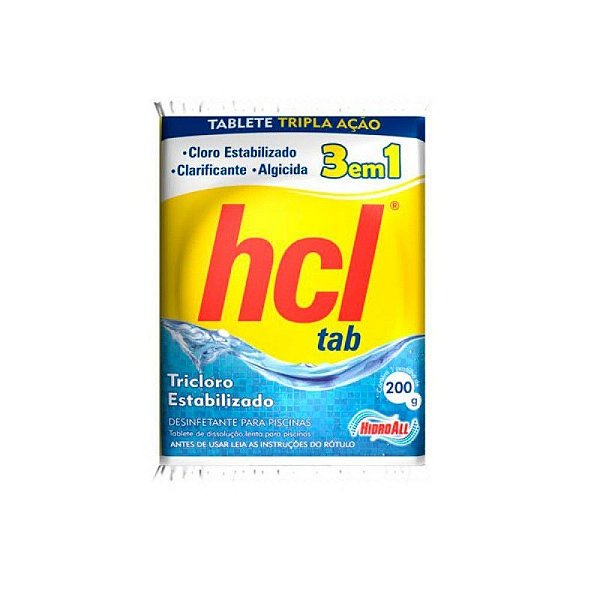 HIDROALL PISCINAS TABLETE HCL 3 EM 1 - TRIPLA AÇÃO 200 GRAMAS