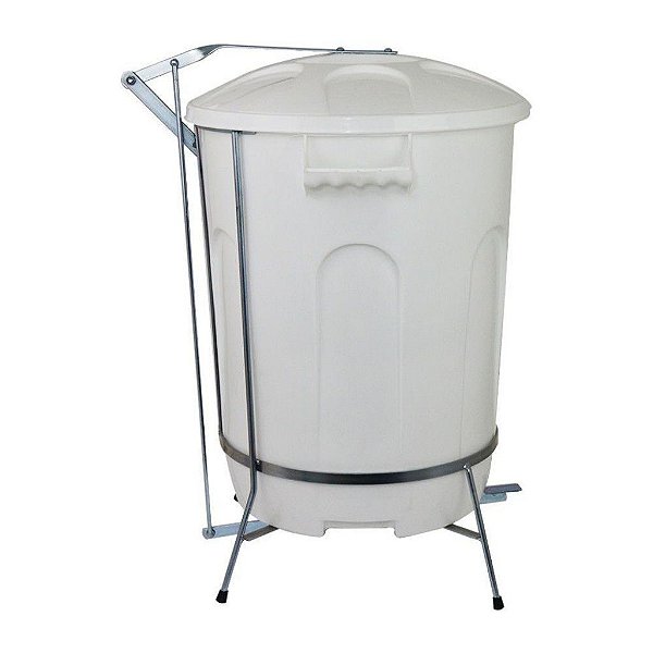 LIXEIRA BRANCA JSN PEDAL METALICO 100 LITROS