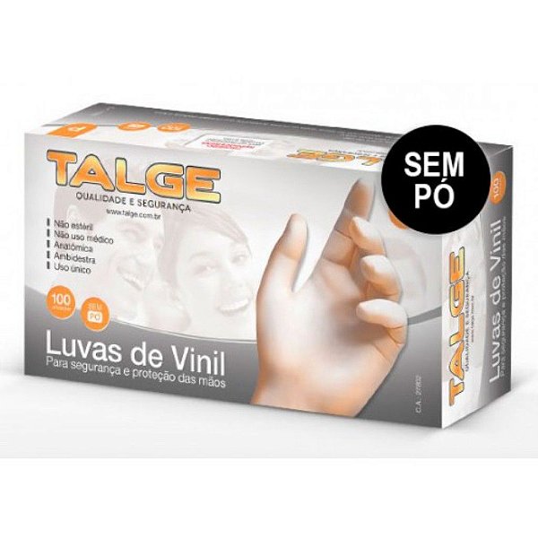 TALGE LUVA DE VINIL SEM PO GRANDE COM 100 UNIDADES