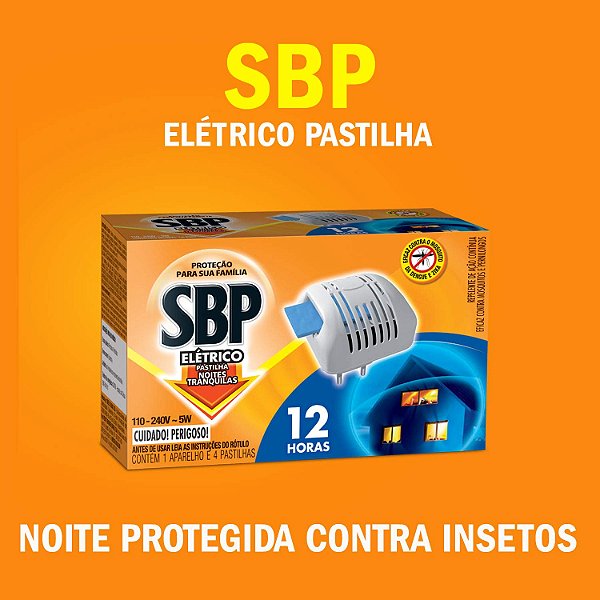 INSETICIDA SBP ELETRICO APARELHO 04 PASTILHAS