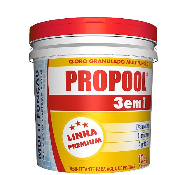 HIDROALL PISCINAS CLORO GRANULADO PROPOOL DICLORO ESTABILIZADO 3 EM 1 - 10 KGS