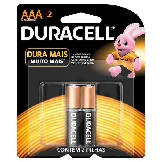 PILHA DURACELL PALITO AAA CARTELAO 02 UNIDADES