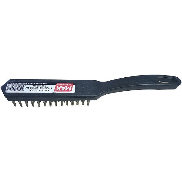ESCOVA ACO 4 FILAS CABO PLASTICO MAX METALURGICA(E)  -  REF 415410