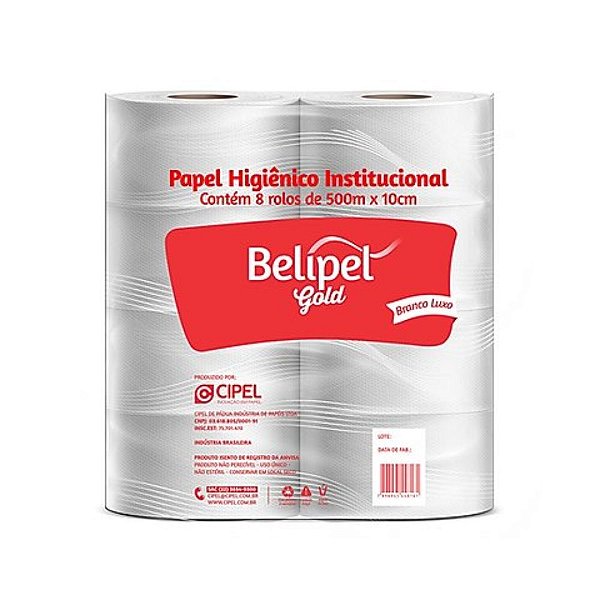 PAPEL HIG.INST BELIPEL GOLD LUXO C/ 8 RL x 500M - FL SIMPLES