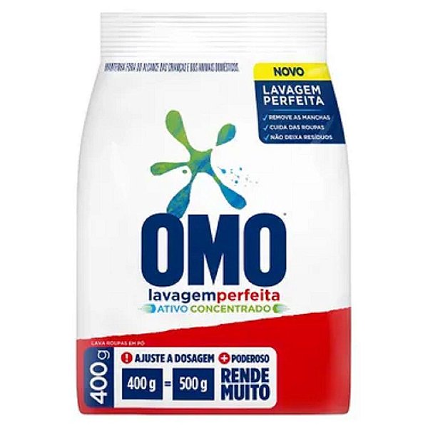 DETERGENTE PO OMO LAVAGEM PERFEITA SACHET 400 GRAMAS