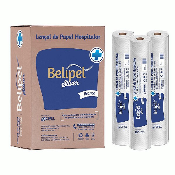 LENCOL HOSPITALAR BELIPEL SILVER BRANCA II SEM PICOTE - 70 CM X 50 METROS