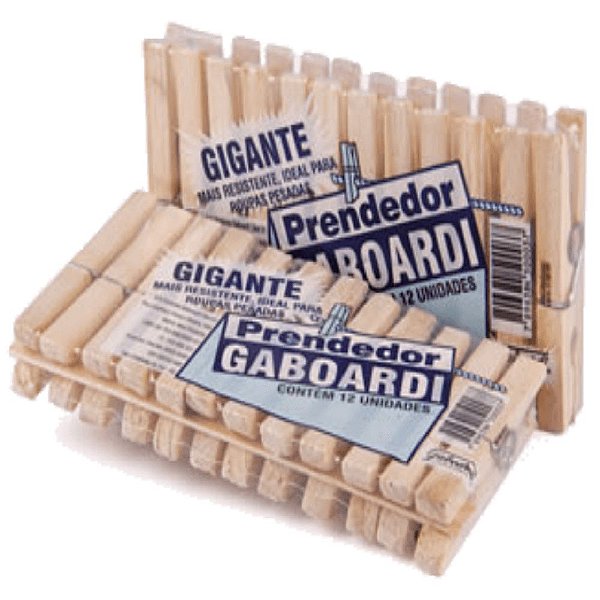 PRENDEDOR GIGANTE GABOARDI MADEIRA COM 12 UNIDADES