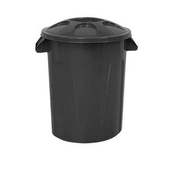 LAR  CESTO REDONDO 100 LITROS COM TAMPA PRETO
