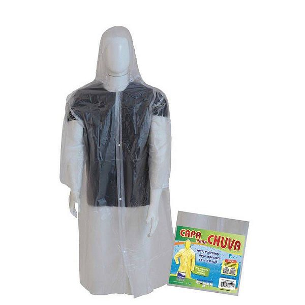 CAPA CHUVA POLIET. COM MANGA TRANSP. PLASTNOVA