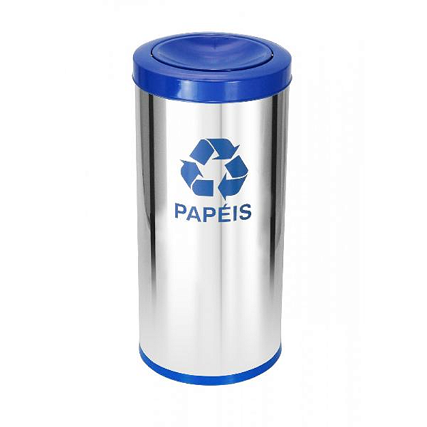 JSN LIXEIRA INOX 30X70 CM COM TAMPA MEIA-ESFERA PLASTICA