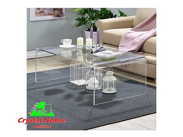 Mesa De Centro Acrílico Formato U Linha Home Luxe