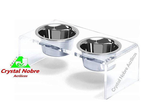 Comedouro Bebedouro Duplo Elevado Acrílico Luxe Line