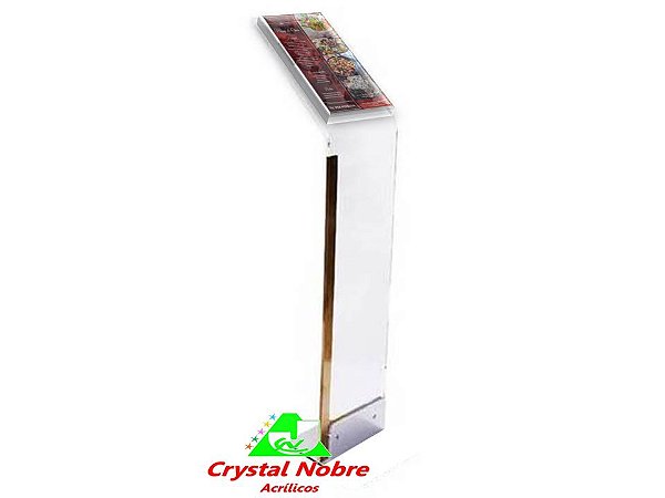 Porta Cardápio Display Totem de Acrílico Folha A4