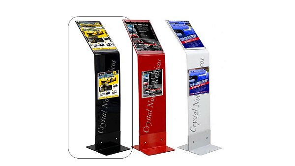 Totem Acrílico Pé Duplo C/Bolso Frontal AutoCar Prt Reflexo