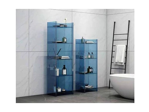 Estante Multifuncional Azul Transp Conj com 4 e 5 Prateleiras