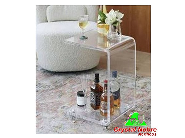 Mesa Lateral de Acrílico Transp Formato C Linha Home Luxe
