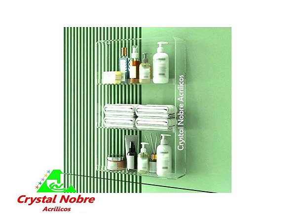 Prateleira Para Banheiro 3 Andares Acrílico Cristal Linha Lux Color
