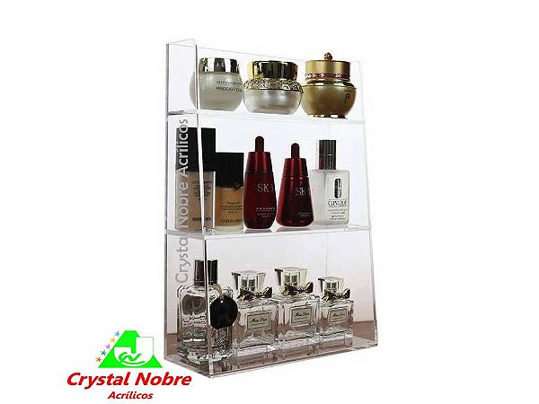 Porta Cosméticos Pirâmide Acrílico Com 03 Compartimentos Linha Love Tonight