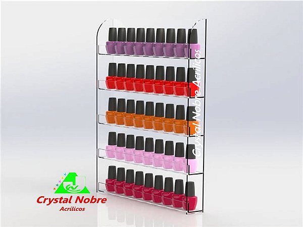 Porta Esmalte de Parede em Acrílico Cristal Transp 40 frascos