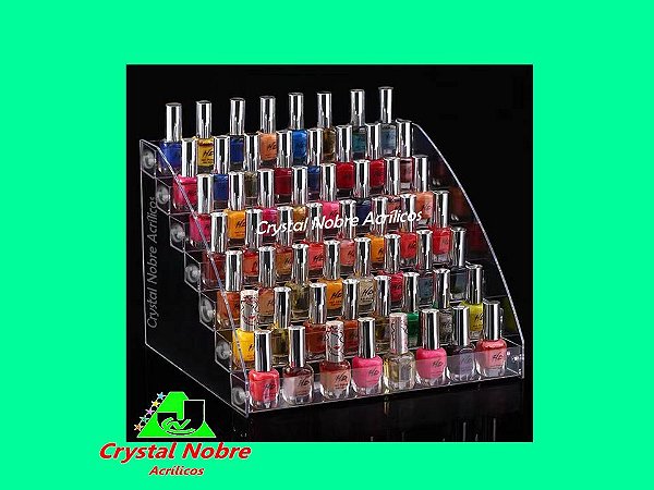 Porta Esmalte de Mesa Elevado com 7 Degraus para 70 frascos Acrílico Cristal