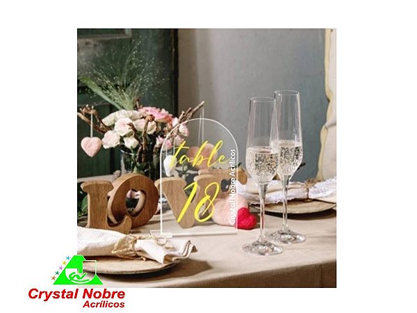 Display de Mesa Acrilico Cristal para Personalizar Mod Meia Lua Pct 12 Unids