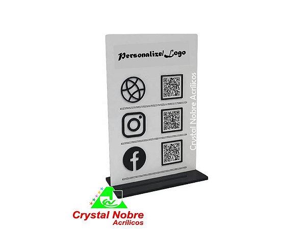 Display Para QR Code Dupla Face em Acrílico Pct com 12 Unid