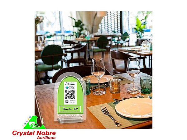 Display Para QR Code Meia Lua Dupla Face Acrílico Pct 12 Unid