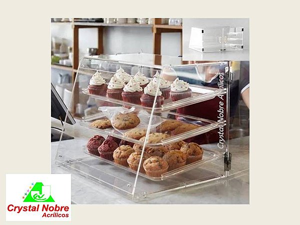 Expositor Acrílico Para CupCake e Doces Variados Com 3 Prateleiras