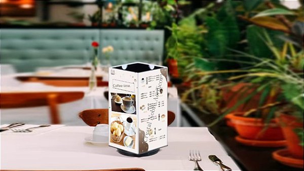 Display Acrílico Giratório 10X15 4 Faces Quadrangular Cx 12 Unds