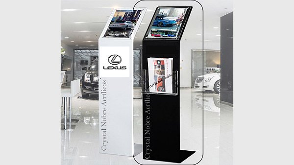 Totem L Inclin A4 AutoCar C/Bolso Frontal Acríl Prt Reflexo