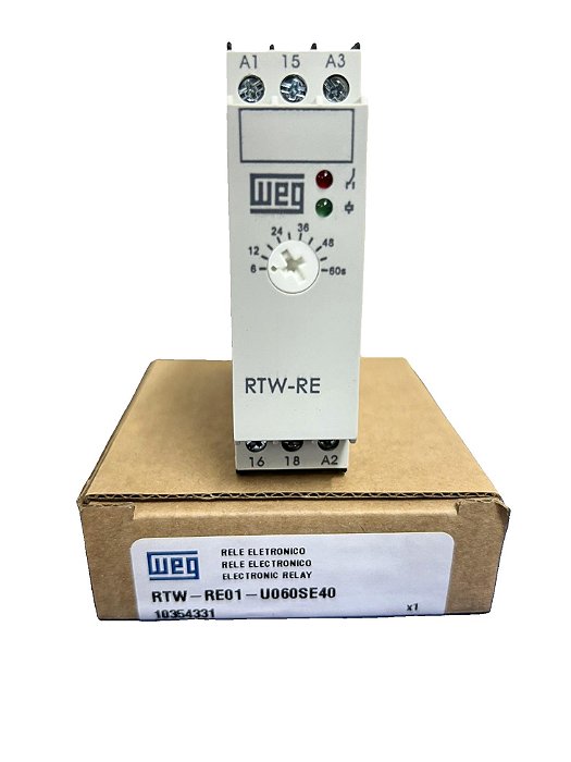 Rele De Tempo Ret. Energizacao 60Seg. 220Vca/24Vcc *RTW-RE01-U060SE40 Weg