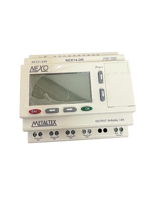 Mini Clp Nexo 10 entradas, 4 saídas 12-24Vcc *Nex14-DR Metaltex