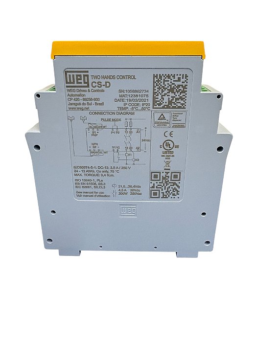 Relé de Proteção Bi-Manual 24Vcc NR.12 12381075 *CS-D Weg