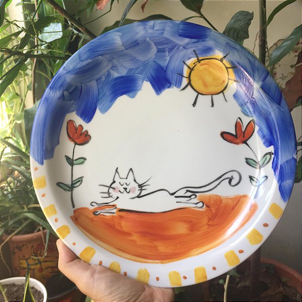 Prato raso GAtinho ao sol