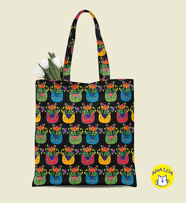 Book Bag Gatinhos com flores