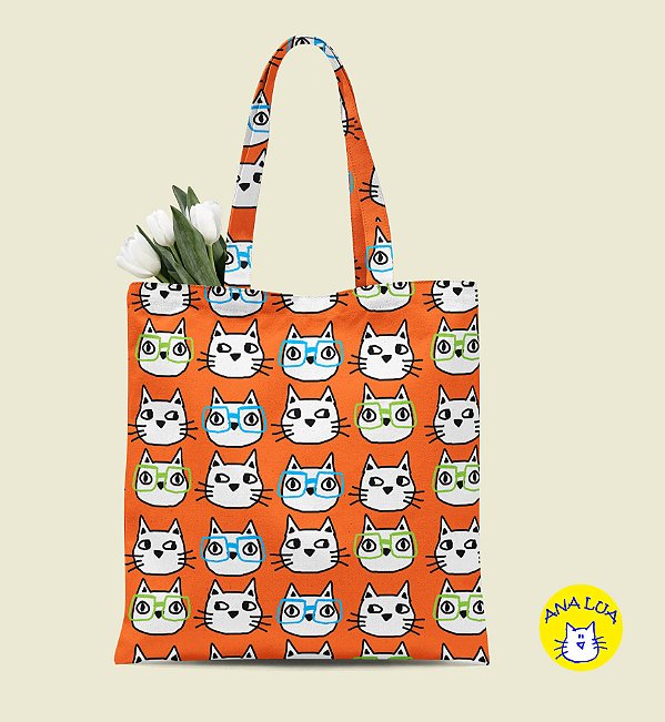 Book Bag Gatos com óculos