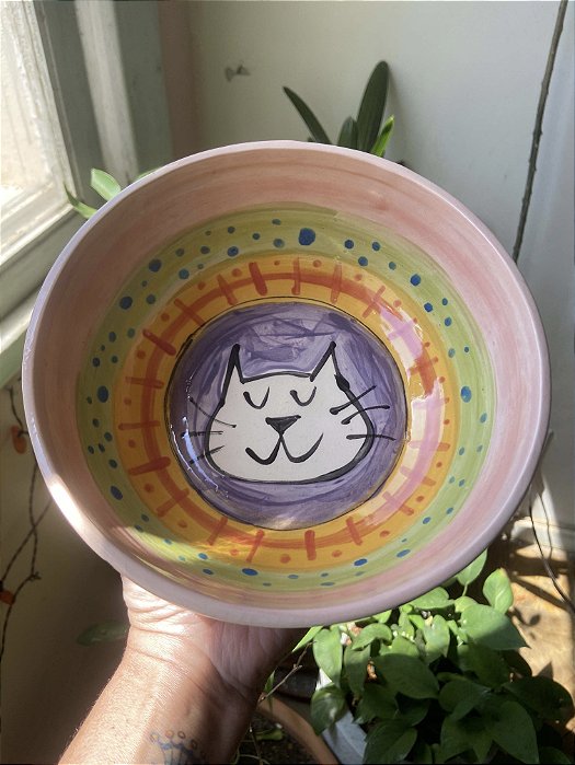 Tigela/ Bowl Gatinho e cores Média