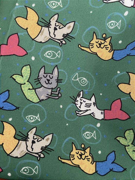 Tecido Gatos sereia