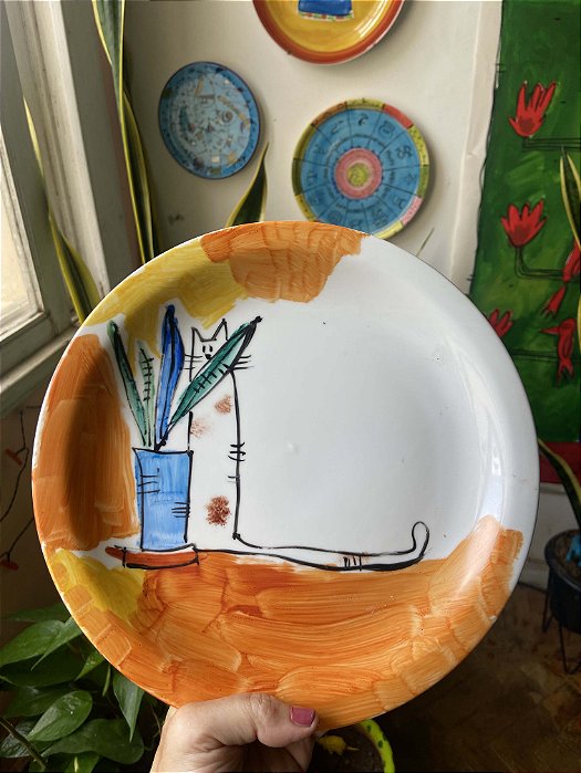 Prato Raso de porcelana - Gato escondido