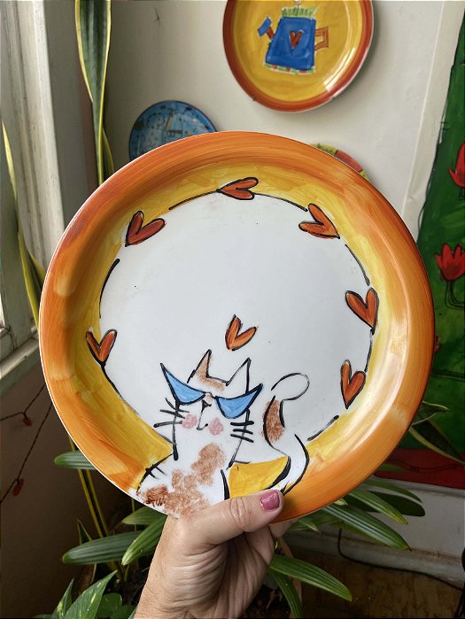 Prato Raso de porcelana - Gato Diva