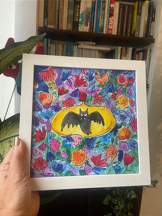 Quadrinho aquarela Criatura das trevas também gostam de flores
